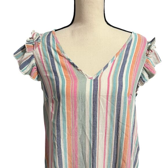 Emery Rose Women's Linen Blend Ruffle Shift Dress Sz 1XL Summer Boho Festival - Picture 2 of 6